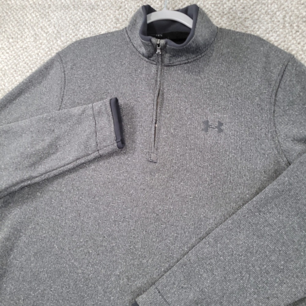 Under Armour Golf‎ Mens Large Gray Heathered Quarter Zip Pullover Sweater Loose